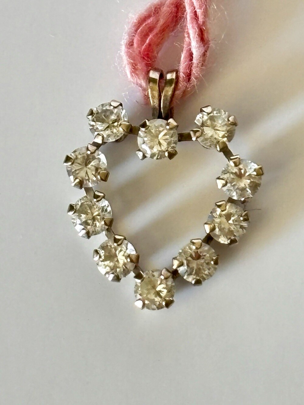 10k Yellow Gold Signed Heart Charm Pendant, 11 Round Prong-Set Cubic Zirconia CZ